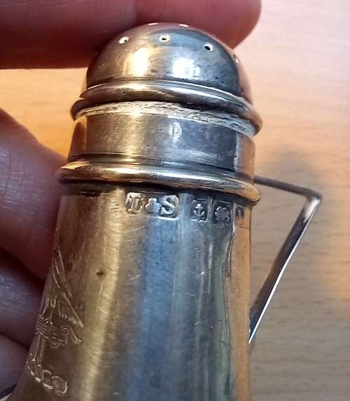 Pretty art deco 1935 small silver salt shaker by Levi & Salaman of Birmingham