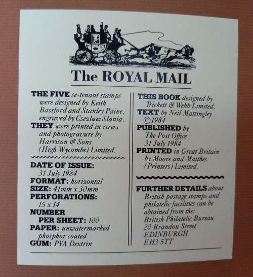 GB `In Celebration of the Royal Mail` presentation pack booklet with strip of 5 MNH stamps