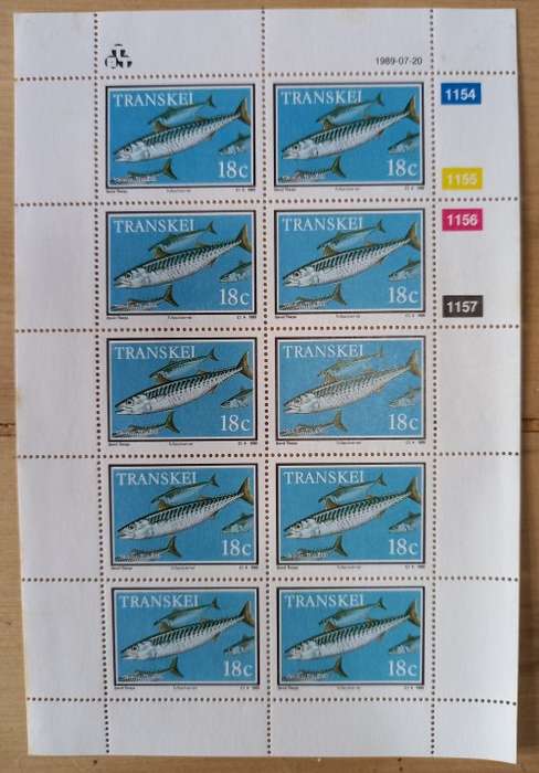 1989 Transkei `Food from the Sea` full set of 4 control blocks of 10