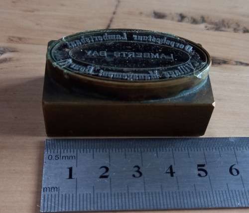 Vintage unused brass official stamp made for Lamberts Bay Village Management Board / Dorpsbestuur