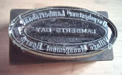 Vintage unused brass official stamp made for Lamberts Bay Village Management Board / Dorpsbestuur