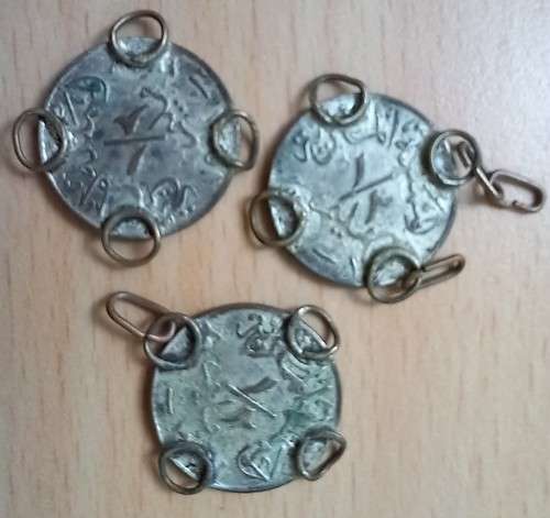 1938 Egypt 3x 1/2 Millieme, silvered with mountings - made during WW2