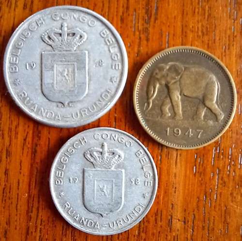 Belgian Congo lot of 3 coins