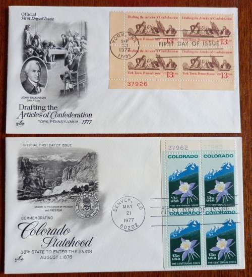 USA lot of 6 Artcraft FDCs all blocks of 4 1977 to 1982