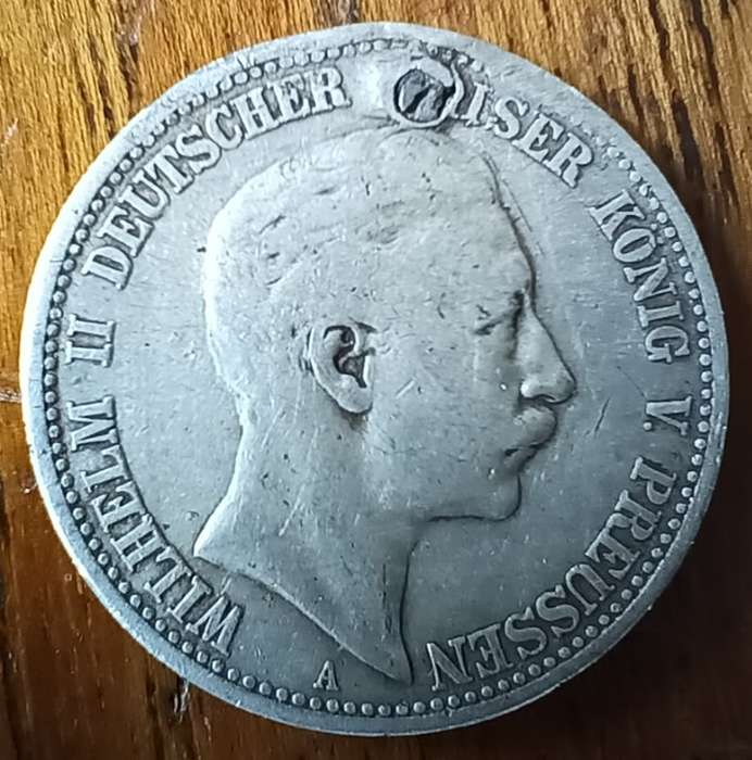 Germany Prussia silver 2 Mark 1902 holed and plugged