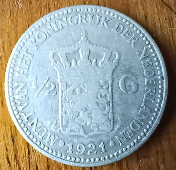 Netherlands silver 1/2 Half Gulden 1921