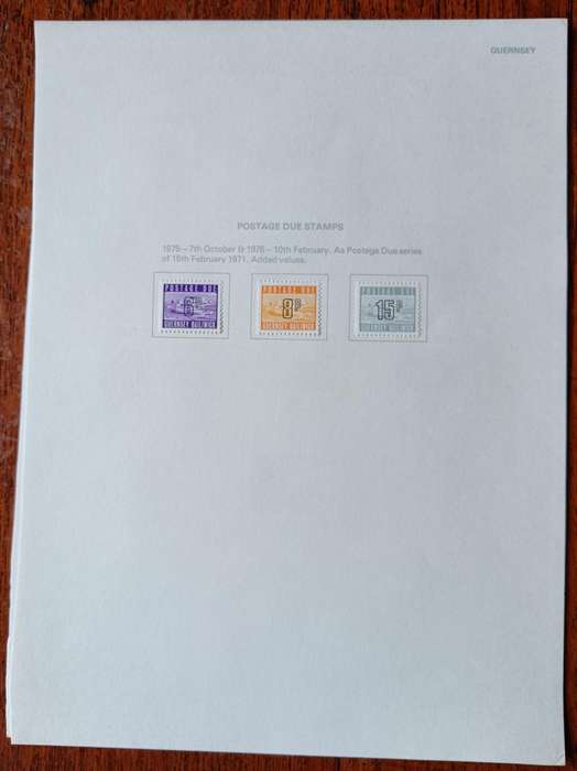Guernsey full set of postage dues on collector`s pages 1969 to 1977 MH CV$50+