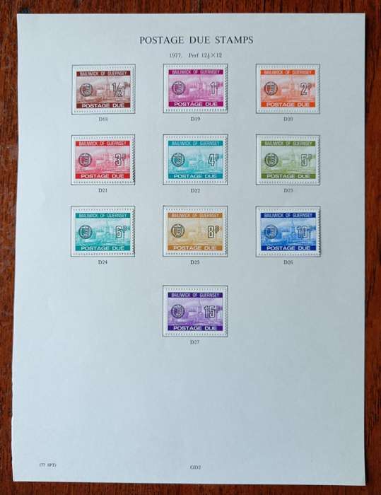 Guernsey full set of postage dues on collector`s pages 1969 to 1977 MH CV$50+