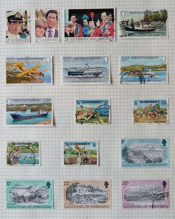 Guernsey 1969 to 1984 10 pages of MH and used stamps - CV $60+