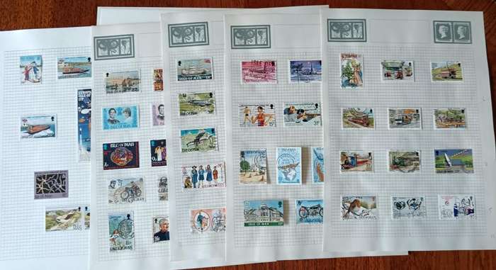 Isle of Man 1990 18 pages of used and MH stamps 1973 to 1994 - CV $150+