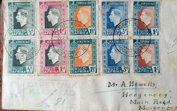 SA Union 1937 lot of 13 Coronation FDCs