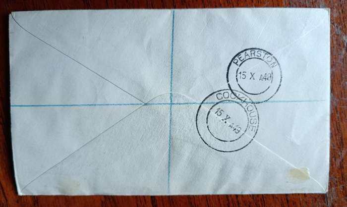 SWA cover 1949 with overprint pairs to Pearston via Cookhouse
