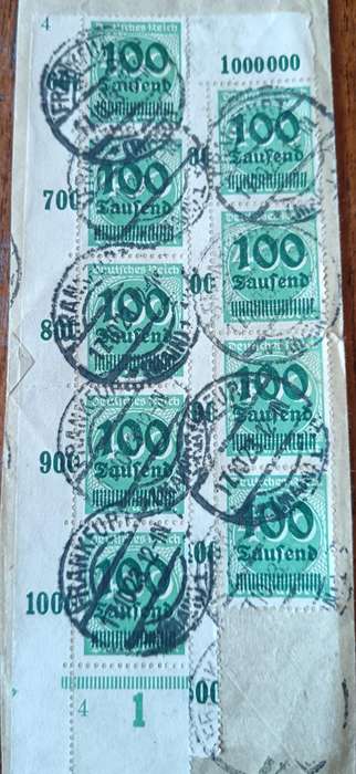 German Reich 1923 inflation multiples used on piece