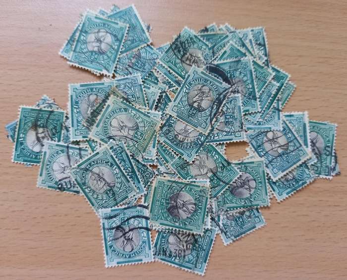 Collection of 89 used Springbok 1/2 d stamps unchecked - one bid for all