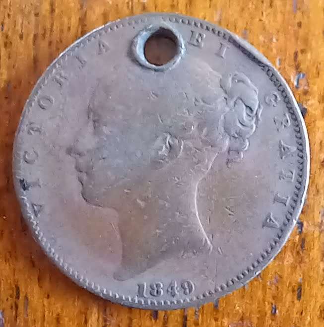 1849 Great Britain Farthing *very rare, but holed