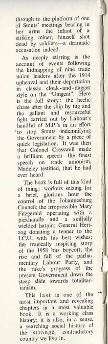 2000 Casualties. A History of the Trade Unions and the Labour Movement in the Union of South Africa.