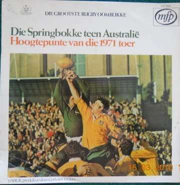 Springbokke teen Australie. Hoogtepunte 1971 toer. LP. Rugby.