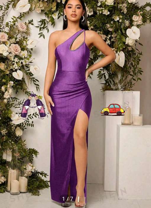 Shoulder Cut Out Split Thigh Dress Size M