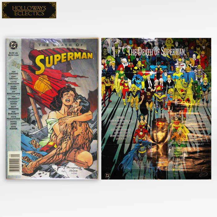 Rare DC Comics The Death Of Superman Comic And Poster