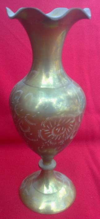 HAND ENGRAVED BRASS VASE #1
