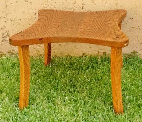 Very old small 4 LEGGED OAK LAMP TABLE/FOOTSTOOL.