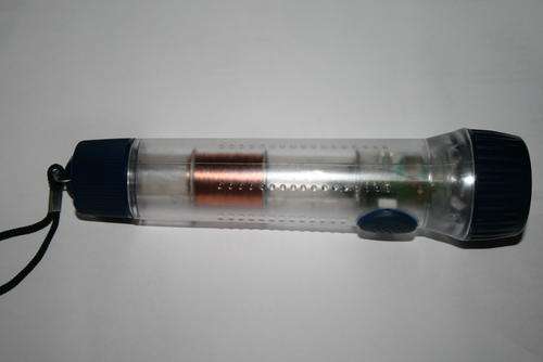 Kinetic energy LED torch - no batteries required
