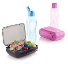 Tupperware Flip Top on-the-go Drinking Bottle Set!!! 1L & on the go luncher with divider