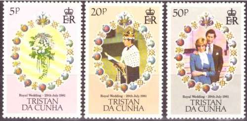 TRISTAN DA CUNHA  1981 The Royal Wedding of Prince Charles and Diana Spencer UMM SET