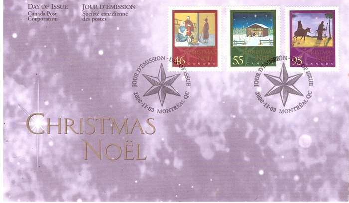 CANADA FDC  2000 Christmas - Religious Paintings by Mouth and Foot Artists