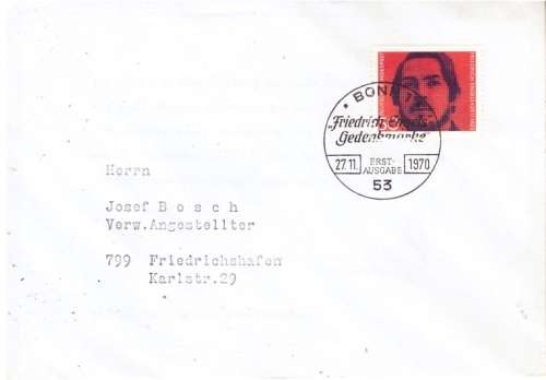GERMANY PRIVATE FDC 1970 The 150th Anniversary of the Birth of Fr. Engel CV R23.40