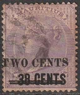 MAURITIUS 1885 SURCHARGE Queen Victoria ULH CV R990 SG 116