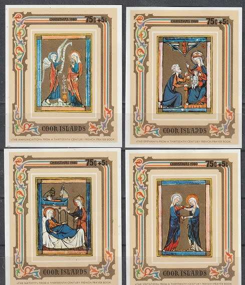 COOK ISLANDS 1981 Easter - Illustrations from 12th-century French Prayer Books SG 801-4 CV R33 UMM