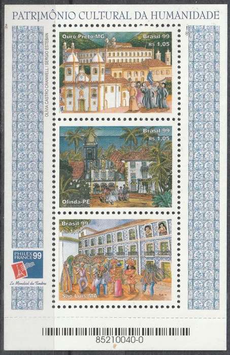 BRAZIL 1999 International Stamp Exhibition `Philexfrance `99` - World Heritage Site UMM SG MS3018
