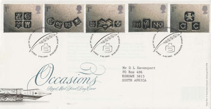 ENGLAND FDC 2001 Greeting Stamps - Larger Issue CV R114