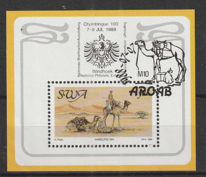 SWA 1988 The 100th Anniversary of Postal Service in South West Africa  CTO MINI SHEET