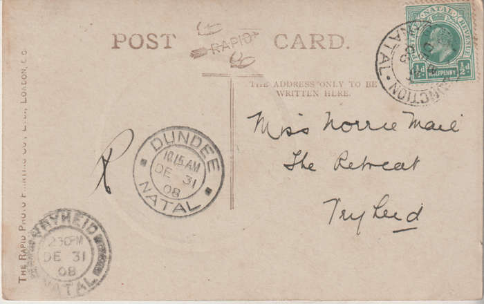 VINTAGE USED POST CARD NATAL 1908
