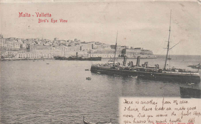 USED POST CARD MALTA POSTED IN NATAL 1904