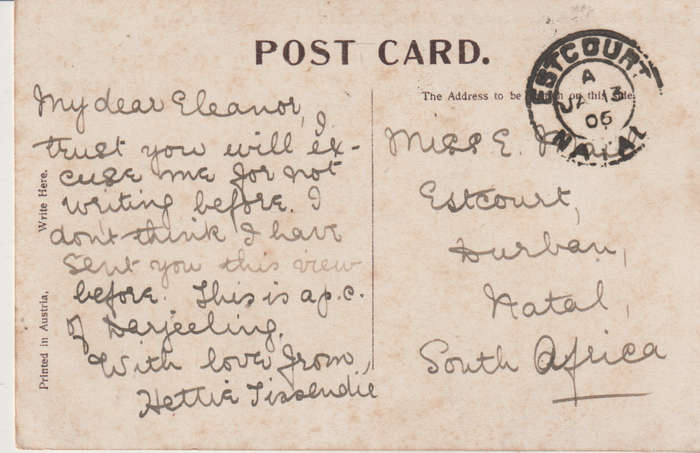 USED POST CARD INDIA 1906