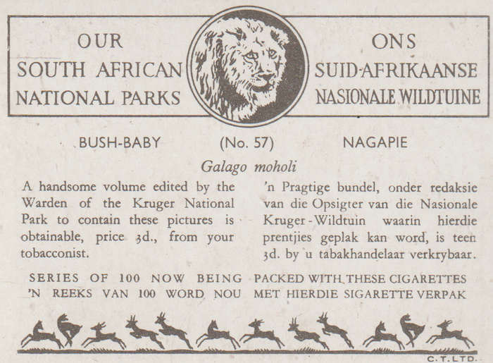 CIGARETTE CARD OUR SOUTH AFRICAN NATIONAL PARKS  NO 57