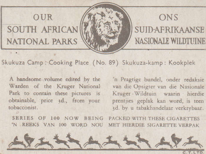 CIGARETTE CARD OUR SOUTH AFRICAN NATIONAL PARKS  NO 89