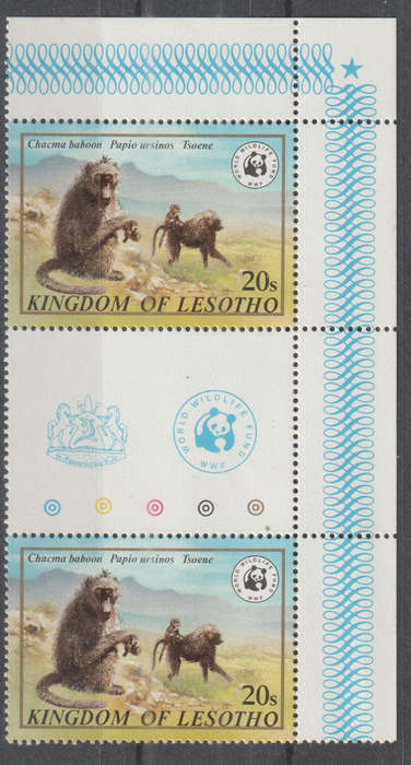 LESOTHO 1982 Worldwide Nature Protection - Endangered Animals UMM SG 468-72 GUTTER PAIRS