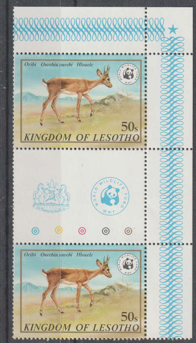 LESOTHO 1982 Worldwide Nature Protection - Endangered Animals UMM SG 468-72 GUTTER PAIRS