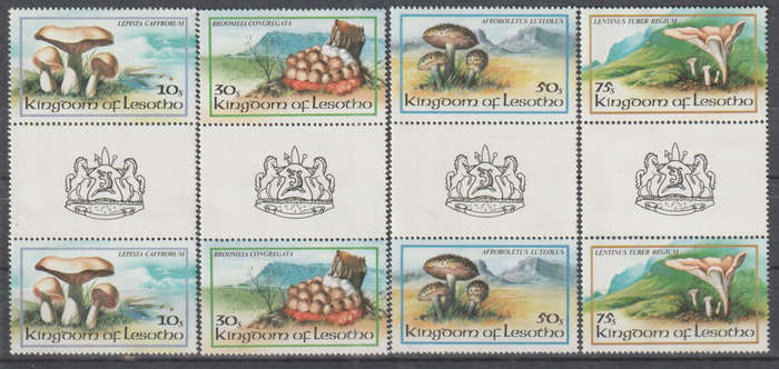 LESOTHO 1983 Fungi UMM SG 532-5 GUTTER PAIRS