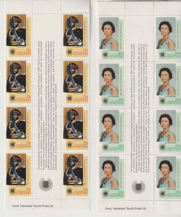 LESOTHO 1983 Commonwealth Day UMM SG 536-9 GUTTER STRIP