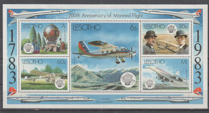 LESOTHO 1983 The 200th Anniversary of Manned Flight UMM MINI SHEET SG 549