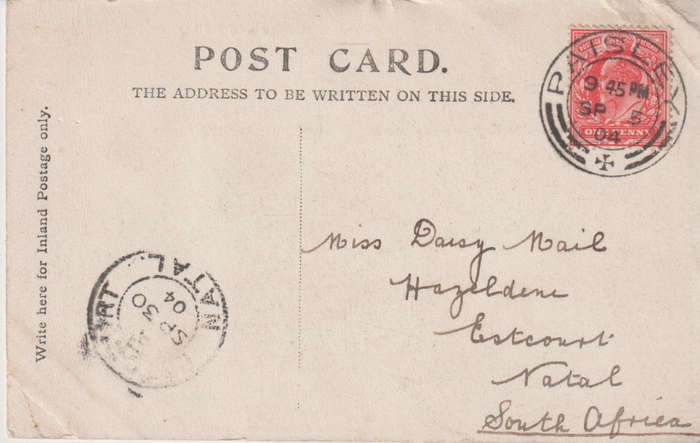 USED POST CARD ENGLAND 1904