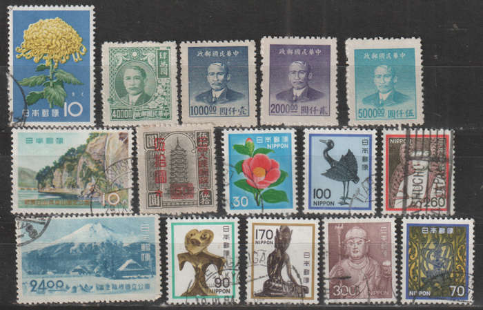 CHINA JAPAN SELECTION BID PER STAMP TO TAKE ALL CARD EXCLUDED