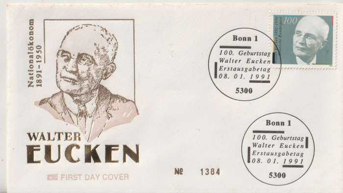GERMANY 1991 The 100th Anniversary of the Birth of Walter Eucken, Politician FDC SG 2342