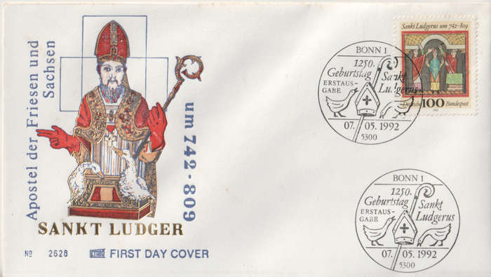 GERMANY 1992 The 1250th Anniversary of the Birth of Saint Ludgerus FDC SG 2458