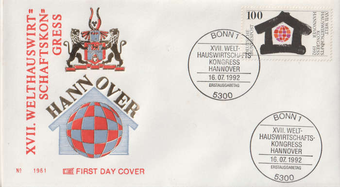 GERMANY 1992 International House Keeping Congress ` 92 FDC SG 2468